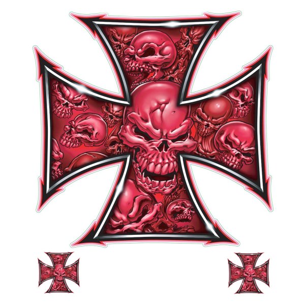 Pilot® - "Red Iron Cross Skull" 6" x 8" Decal