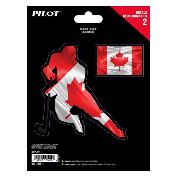 Pilot® - 6" x 8" Canadian Flag Hockey Player Vinyl Decal