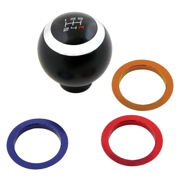 Pilot® - Ball Style 5-Speed Pattern Black Shift Knob with Color Strips