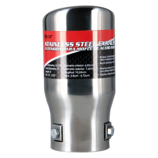Pilot® - Stainless Steel Oval Angle Cut Polished Exhaust Tip