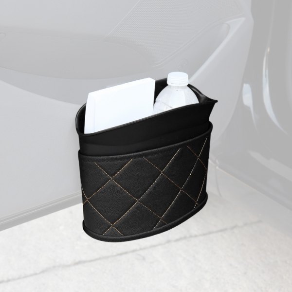 Pilot® - Diamond Stitched Black Portable Waste Basket Trash
