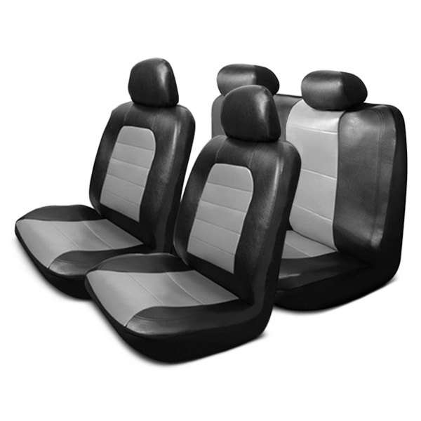  Pilot® - Super Sport Synthetic Leather 1st & 2nd Row Black with Gray Seat Covers