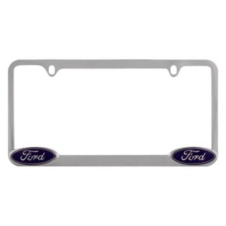 Eurosport Daytona Stainless Steel Ford Boss Stainless Steel 302 Red Badge License Plate Frame
