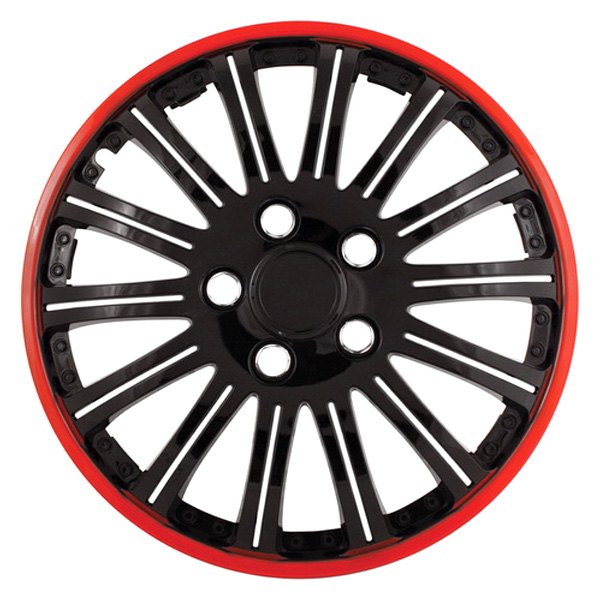 Pilot® - 15" Cobra 14 I-Spoke Black Chrome with Red Accent Wheel Covers