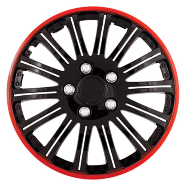 Pilot® - 16" Cobra 14 I-Spoke Black Chrome with Red Accent Wheel Covers