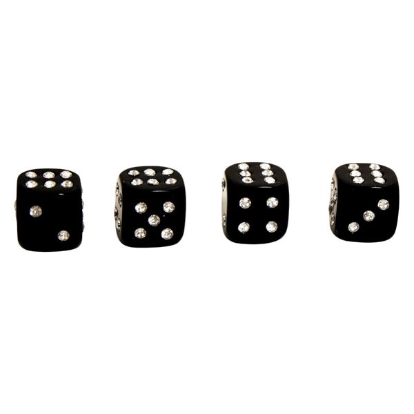 Pilot® BL-014 - Black With Bling Dots Dice Wheel Valve Stem Caps