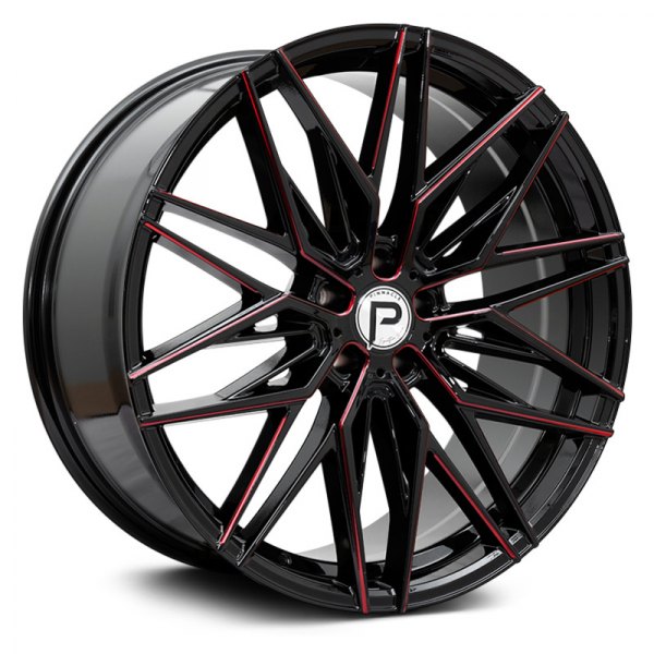 PINNACLE® P210 MAJESTIC Wheels - Gloss Black with Red Milled Accents Rims