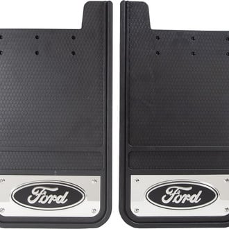 Plasticolor® - Heavy Duty Black Mud Guards with Ford Logo