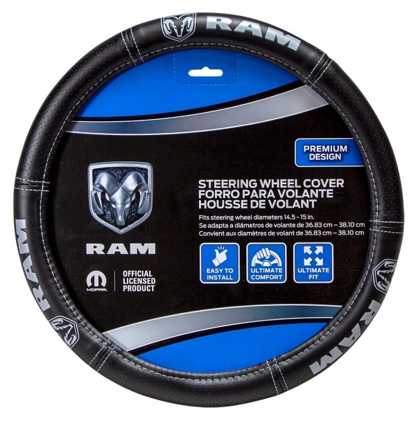 Plasticolor® - Deluxe Elite Series Steering Wheel Cover with Gray RAM Logo