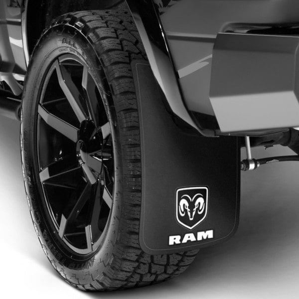 Plasticolor® 000541R01 Easy Fit Black Mud Flaps with Ram Logo