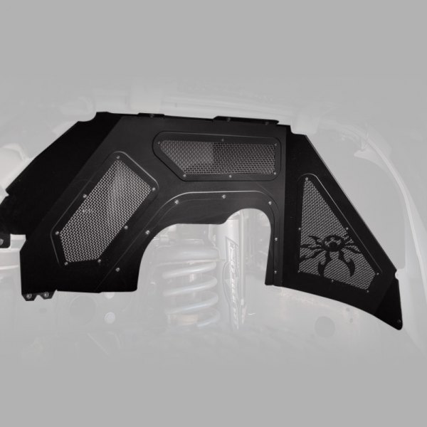 Poison Spyder Customs® - Black Aluminum Front Vented Inner Fenders for Coilovers in SpyderShell™