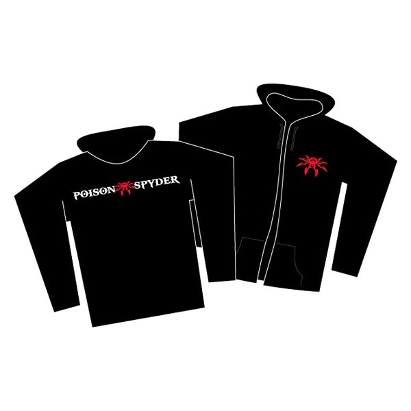 Poison Spyder Customs® - Black with Red Logo XL Zip-Up Hoodie