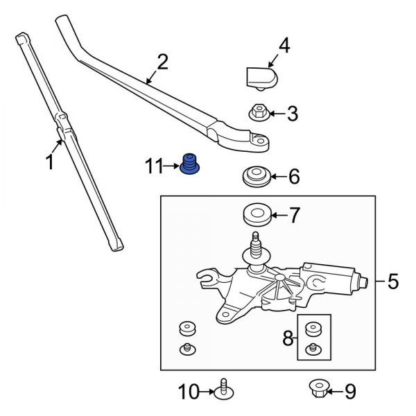 Back Glass Wiper Motor Nut