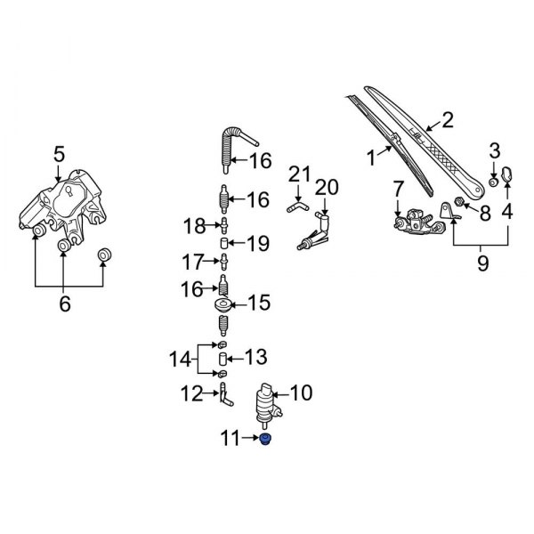 Windshield Washer Pump Grommet