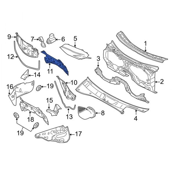 Porsche OE 95857252300 - Front Inner Cowl Plenum Panel