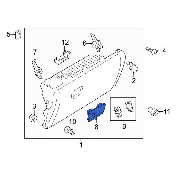 Porsche OE 958552147026W0 Front Glove Box Handle