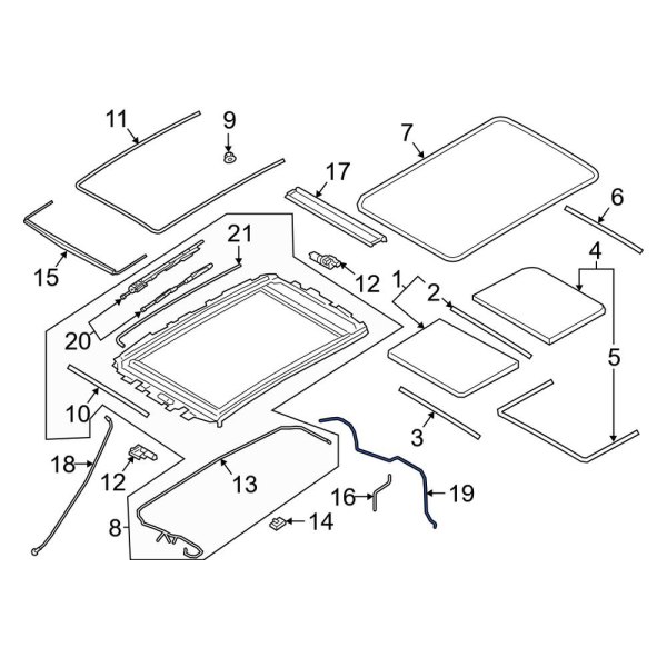 Porsche OE 9Y0877204A Rear Right Sunroof Drain Hose