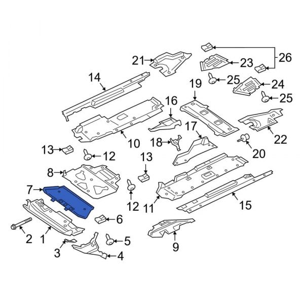 Porsche OE 9Y0825214 - Rear Right Forward Floor Pan Splash Shield