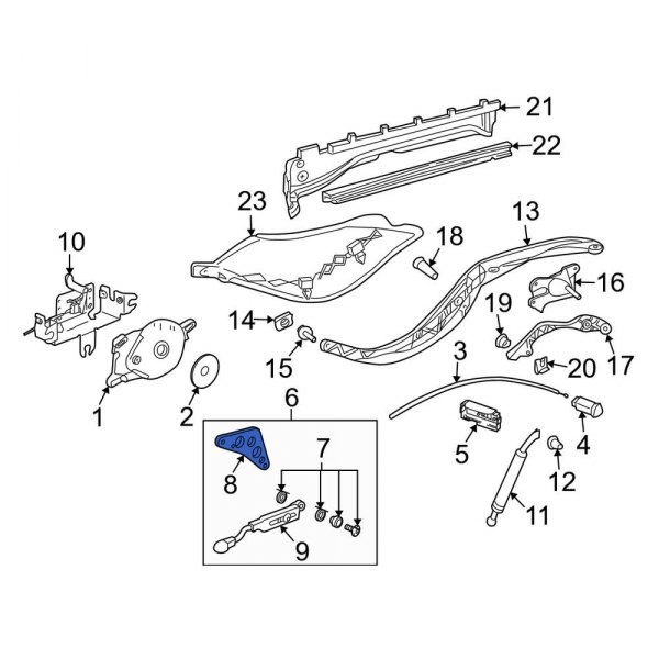 Convertible Top Push Rod Pivot Lever