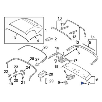 Porsche OE - Right Convertible Top Frame Guide