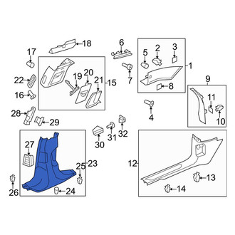 Porsche OE - Left Upper Door Pillar Post Trim Set