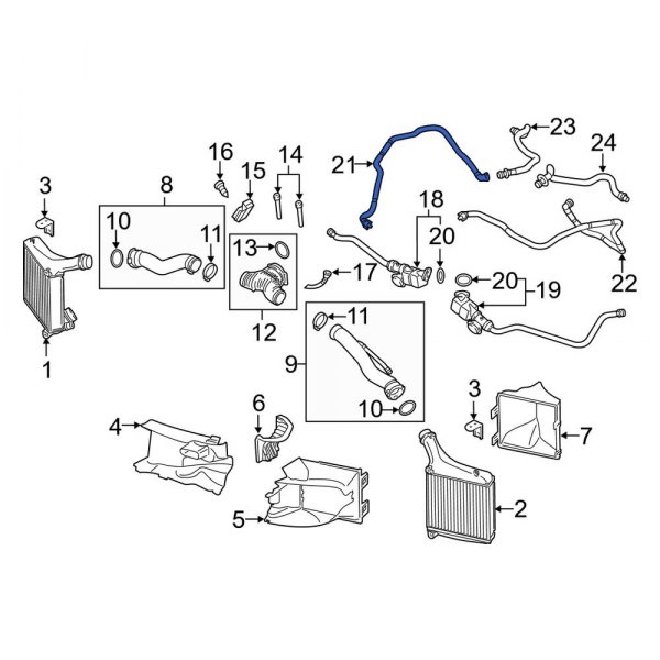 Porsche OE 97011053200 Front Right Intercooler Pipe