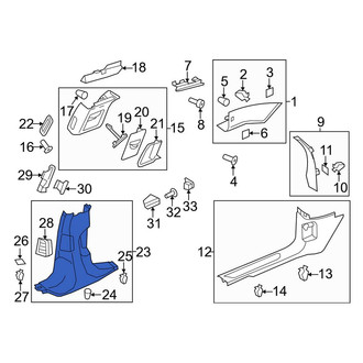 Porsche OE - Left Upper Door Pillar Post Trim Set