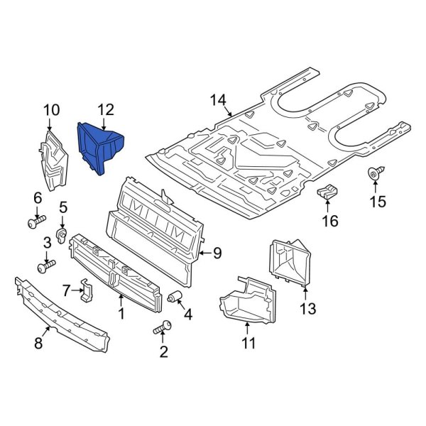 Porsche OE 971121674E - Front Right Inner Radiator Support Air Deflector