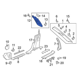 Porsche OE - Left Upper Door Pillar Post Trim Set