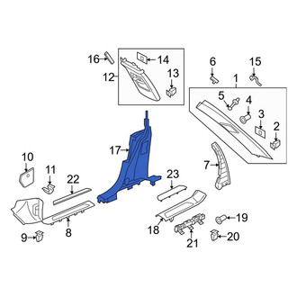 Porsche OE - Left Upper Door Pillar Post Trim Set