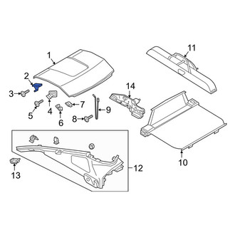 Porsche OE - Right Package Tray Trim Bracket