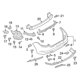 Porsche OE - Rear Bumper - Bumper & Components (W/O Sport Design), (Base / 4 / 4 Executive / 4S / 4S Executive / Turbo / Turbo Executive)
