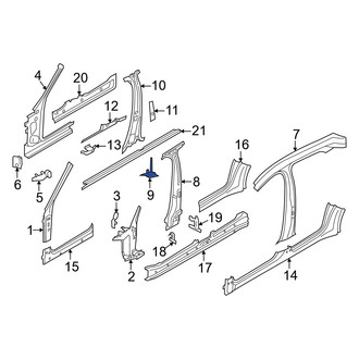 Porsche OE - Left Center Body B-Pillar Reinforcement Bracket