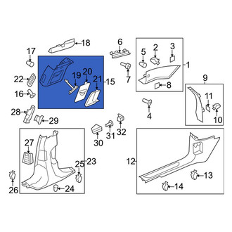 Porsche OE - Left Upper Door Pillar Post Trim Set