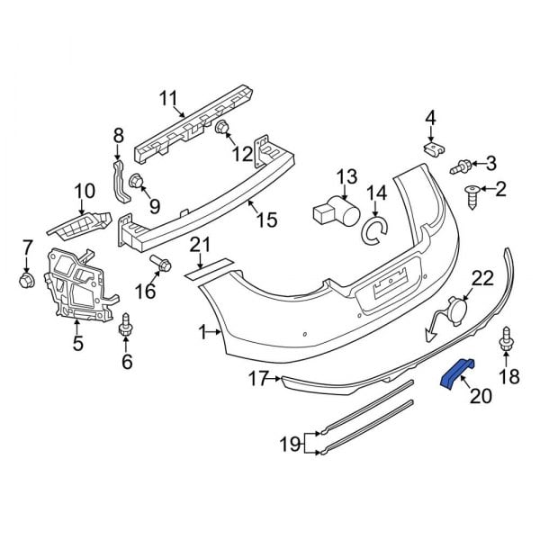 Porsche OE 970505352011E0 - Rear Right Lower Bumper Trim