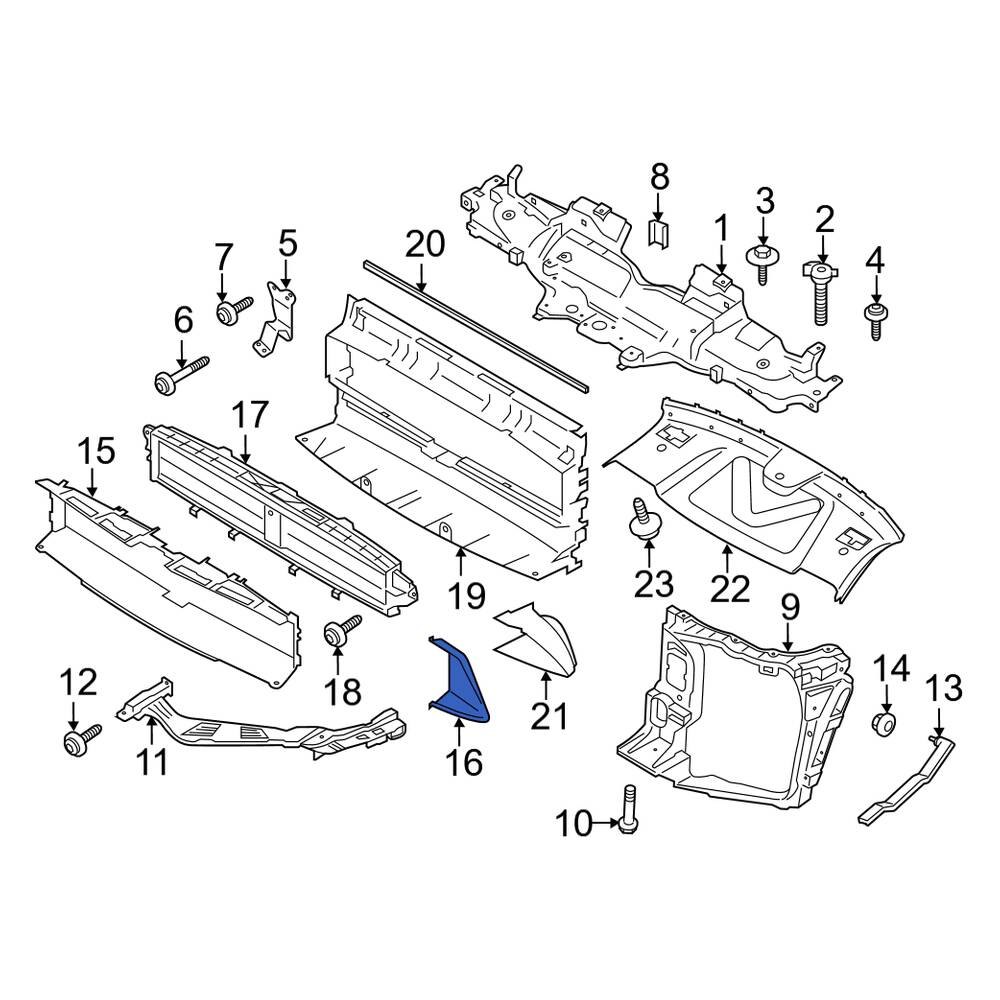 Porsche OE 95B121710B1E0 - Front Forward Radiator Support Air Duct