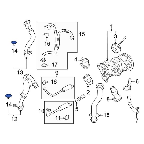 Porsche OE 9A714594711 Left Turbocharger Coolant Line