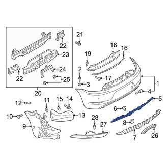 Porsche OE - Rear Center Bumper Cover Support Rail