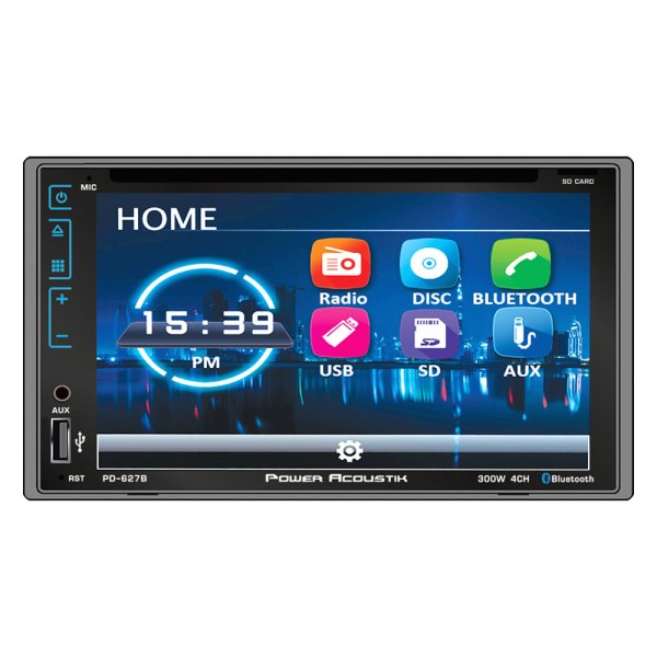 Power Acoustik® - 6.2" Touchscreen Display Double DIN Receiver with Bluetooth, Android Auto, Rear Camera Connectivity, Steering Wheel Control