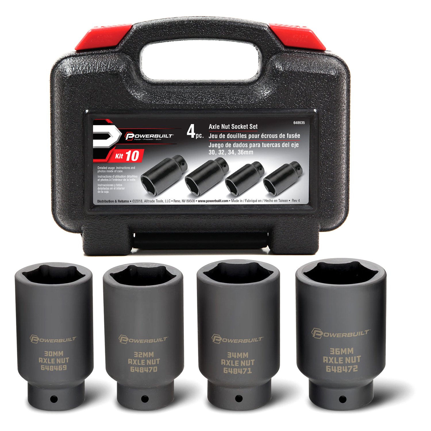 Powerbuilt® 648635 4Pc Axle Nut Socket Set
