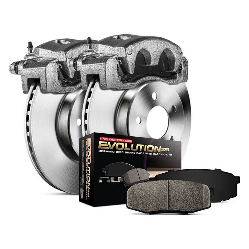 Ceramic Brake Pads Power Stop KCOE5402 Autospeciality Replacement Front and Rear Caliper Kit OE Rotors Calipers 