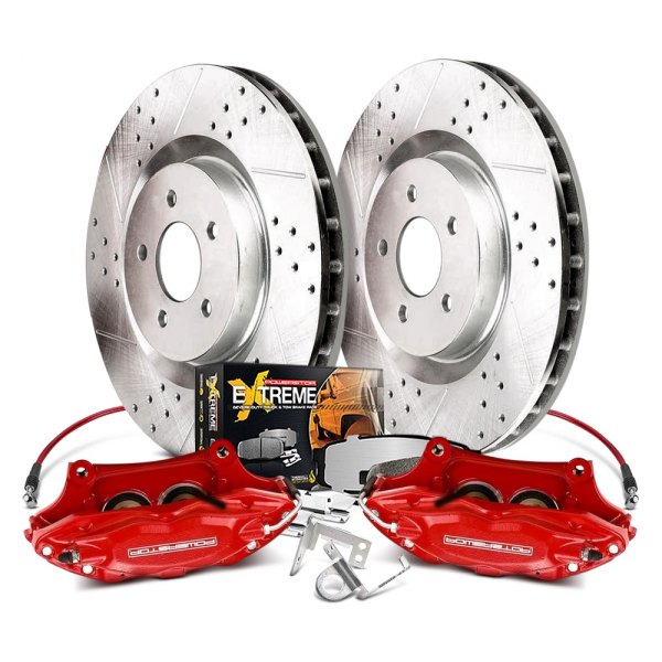 PowerStop® - 1-Click Extreme Z36 Truck and Tow Drilled and Slotted Front Big Brake Kit with Calipers