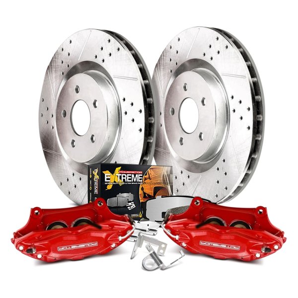 PowerStop® - 1-Click Extreme Z36 Truck and Tow Drilled and Slotted Front Big Brake Kit with Calipers