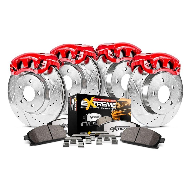 Power Stop® - Jeep Wrangler Rear Disc Brakes 2003 1-Click Extreme Z36 Truck  and Tow Drilled and Slotted Front and Rear Brake Kit with Calipers