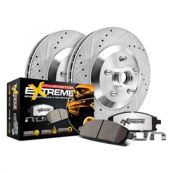  PowerStop® - 1-Click Extreme Z36 Truck and Tow Drilled and Slotted Front Brake Kit without Calipers