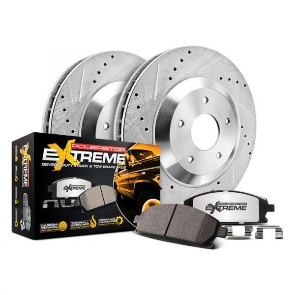 Power Stop® - Jeep Wrangler 2000 1-Click Extreme Z36 Truck and Tow Drilled  and Slotted Front Brake Kit