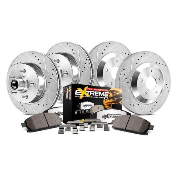  PowerStop® - 1-Click Extreme Z36 Truck and Tow Drilled and Slotted Front and Rear Brake Kit without Calipers