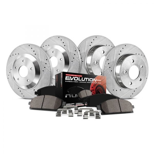  PowerStop® - 1-Click Z23 Evolution Sport Drilled and Slotted Front and Rear Brake Kit without Calipers