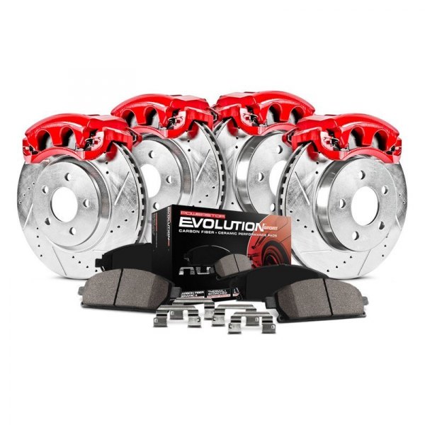  PowerStop® - 1-Click Z23 Evolution Sport Drilled and Slotted Front and Rear Brake Kit with Calipers