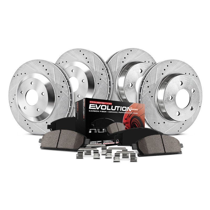 Power Stop K5879 Front and Rear Z23 Evolution Brake Kit with Drilled/Slotted Rotors and Ceramic Brake Pads